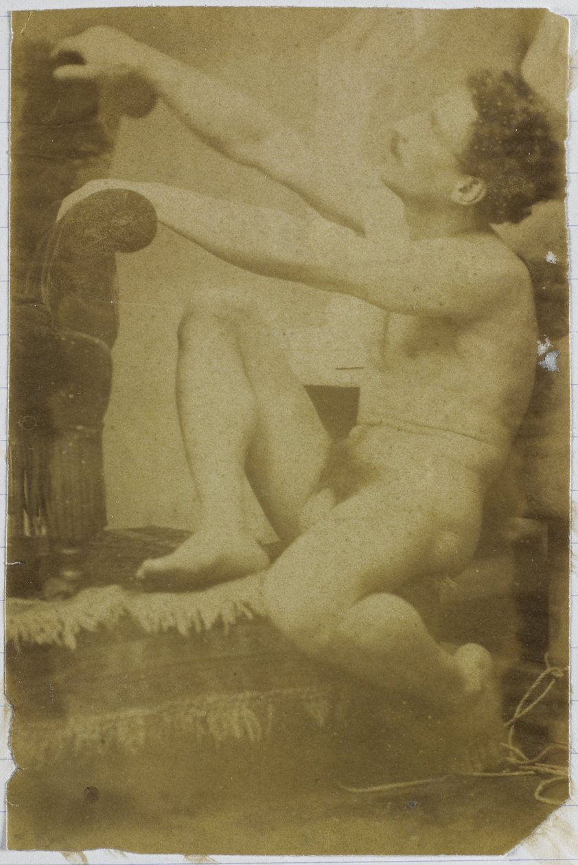Egy férfi meztelen modell tanulmányozása ülve és oldalról nézve Jacques de Lalaing stúdiójában alkotó: Jacques Lalaing (attributed to)