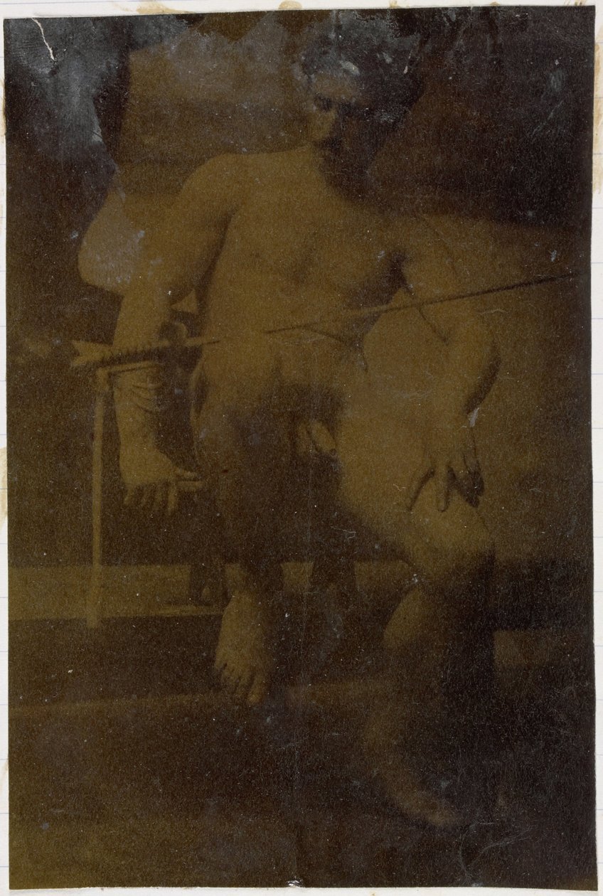 Tanulmány egy férfi aktmodellről, aki elölről ül, karddal az ölében, Jacques de Lalaing stúdiójában alkotó: Jacques Lalaing (attributed to)