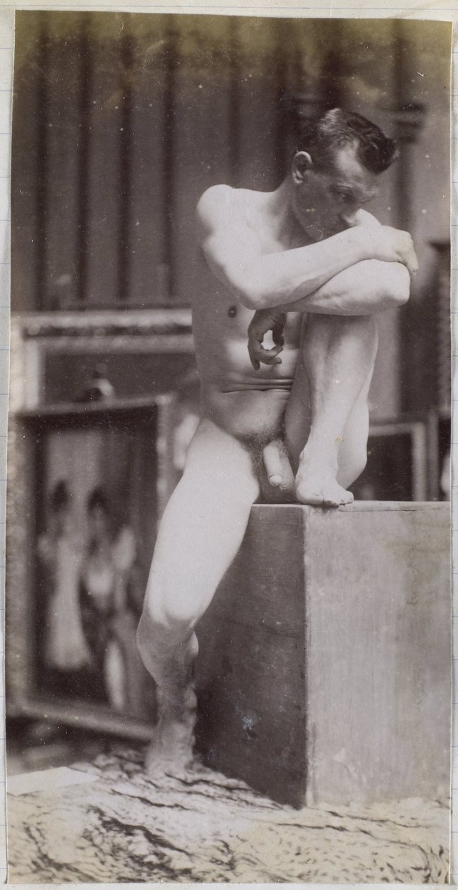 Egy ülő férfi meztelen modell tanulmányozása Jacques de Lalaing stúdiójában alkotó: Jacques Lalaing (attributed to)