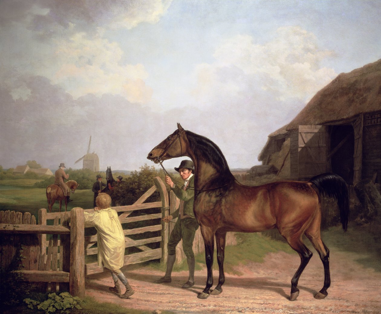 "Bay Ascham", egy mén egy kapun át vezetett egy kancához, 1804 alkotó: Jacques Laurent Agasse