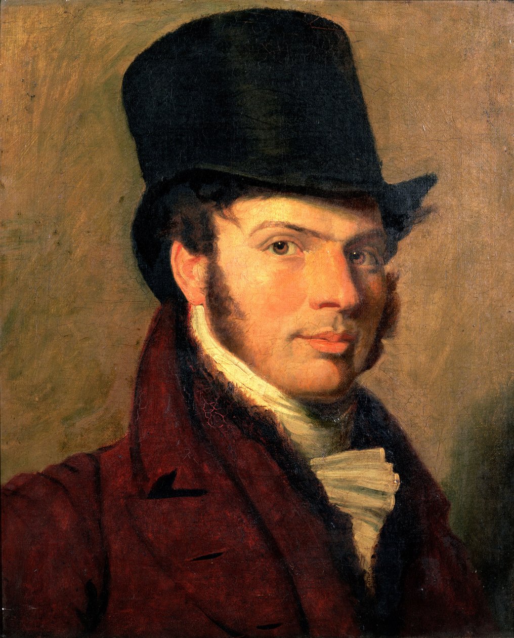 Egy cilinderes fiatal férfi portréja alkotó: Jacques Laurent Agasse