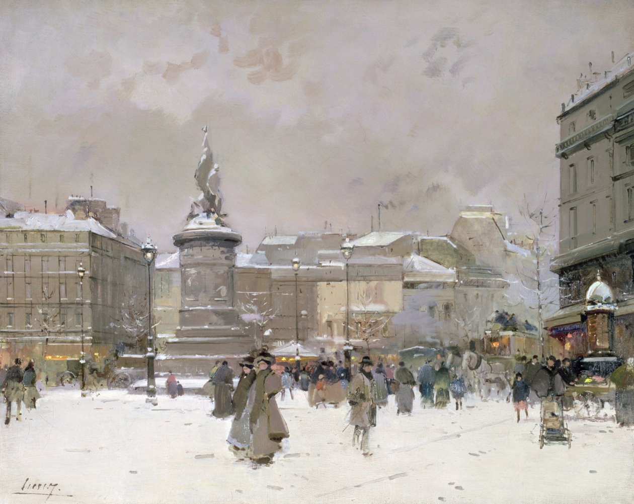 Place de Clichy (olaj a panelen) alkotó: Jacques Lieven
