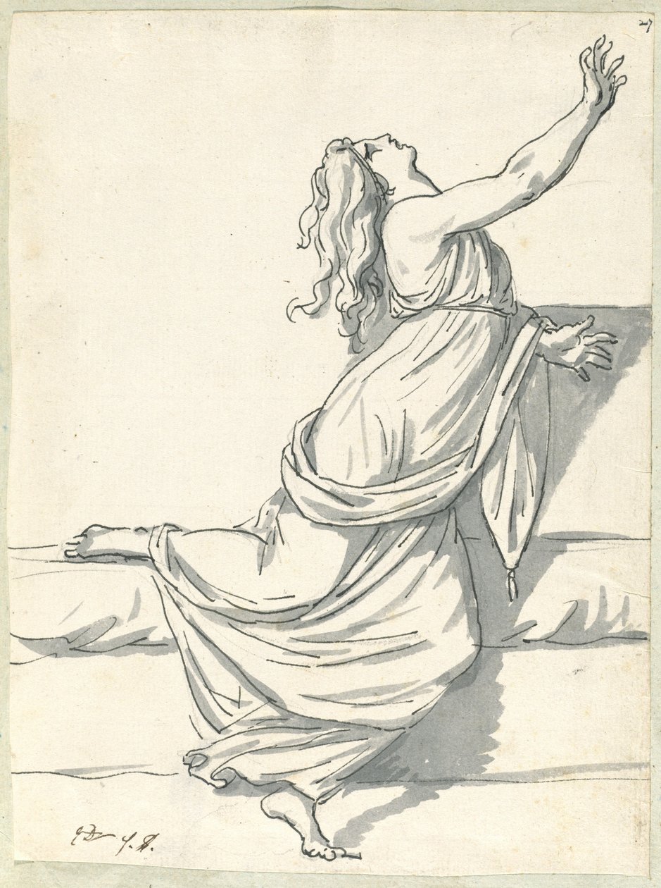 Egy elkeseredett nő hátravetett fejjel alkotó: Jacques Louis David