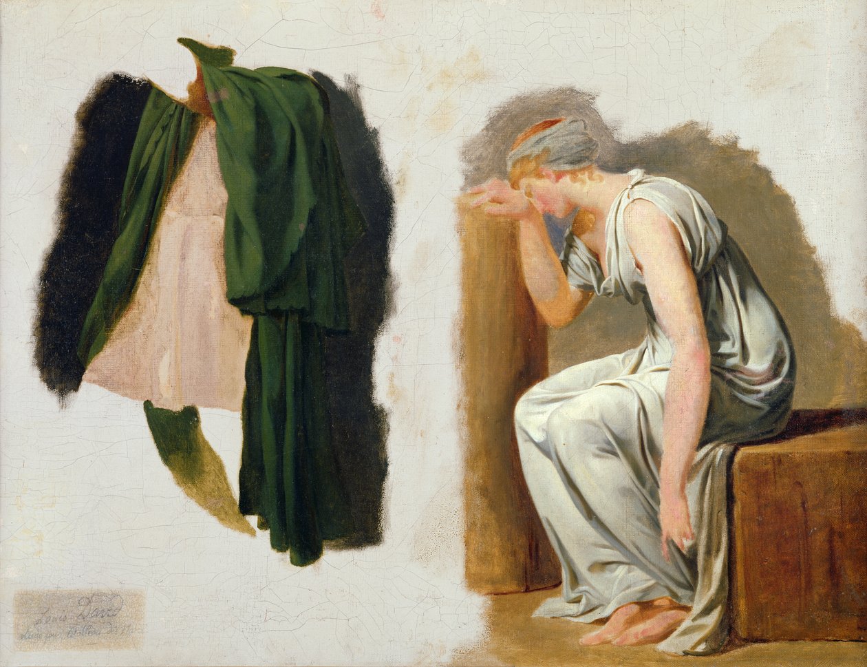 Egy zöld tóga és Camille, tanulmány a „Horatii eskühöz” alkotó: Jacques Louis David