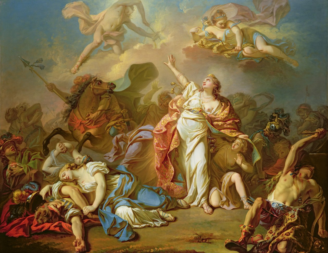 Apollo és Diana megtámadják Niobe gyermekeit alkotó: Jacques Louis David