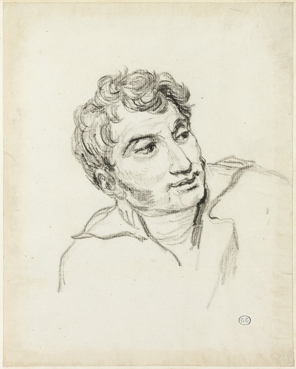 Férfi mellszobor, fej jobbra fordítva alkotó: Jacques Louis David