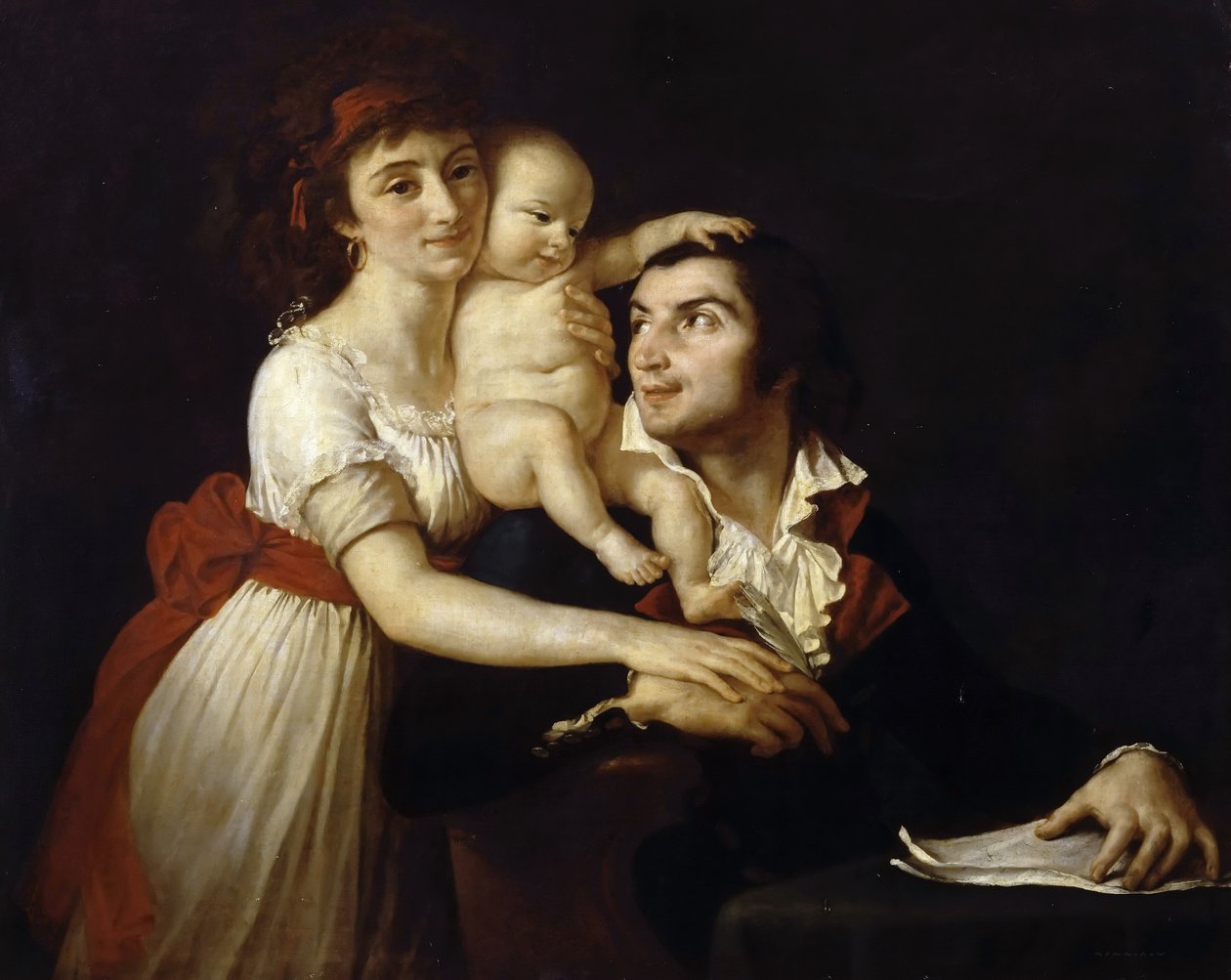 Camille Desmoulins feleségével, Lucile-lal és gyermekével alkotó: Jacques Louis David