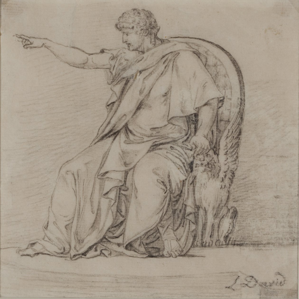 Drapírozott figura, 18. század vége (ceruza papíron) alkotó: Jacques Louis David