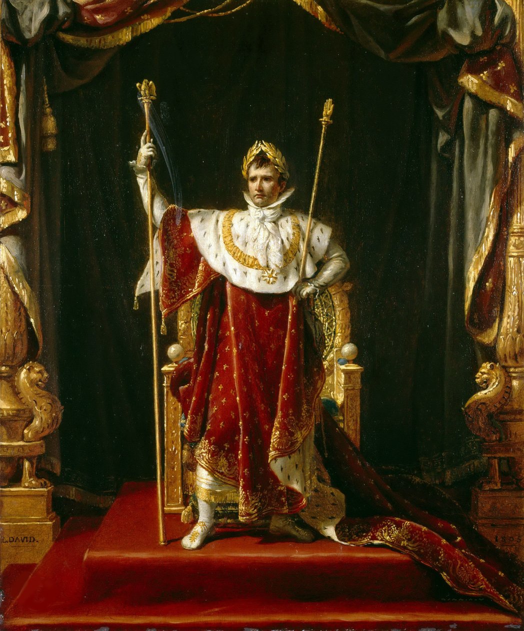 I. Napóleon császár császári ruhájában, 1805. alkotó: Jacques Louis David