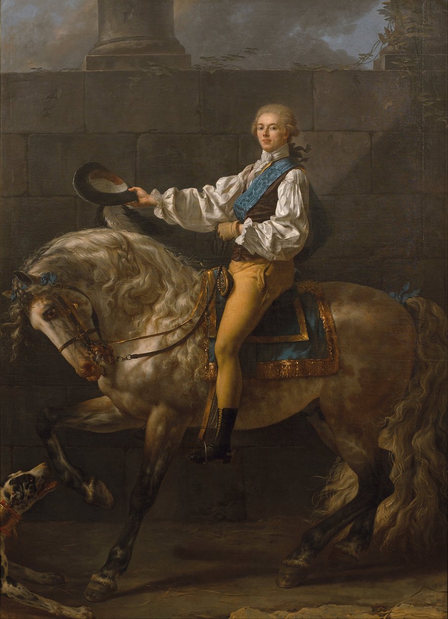 Stanisław Kostka Potocki lovas portréja alkotó: Jacques Louis David