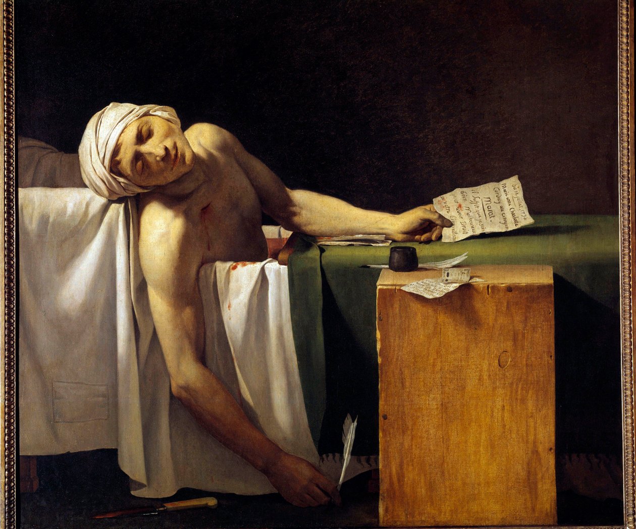 Francia forradalom: „” Jean Paul Marat (1743-1793) meggyilkolták a fürdőkádjában 1793. július 13-án” Jerome Martin Langlois (1779-1838), Jacques Louis David műhelyének tagja festménye. 19. század alkotó: Jacques Louis David