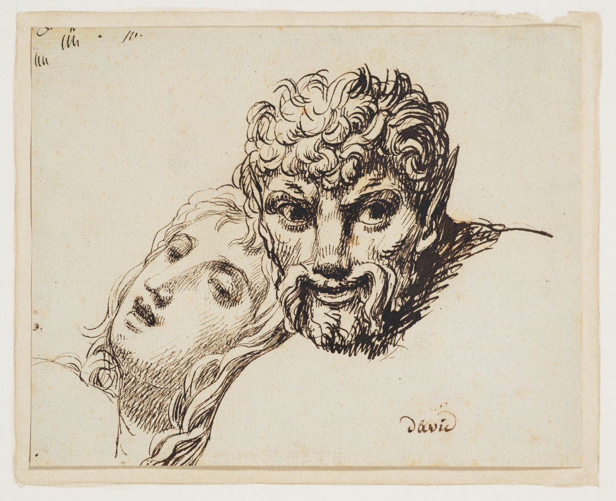 Egy faun és egy fekvő nő feje (Egy fiatal nő és egy faun feje) alkotó: Jacques Louis David
