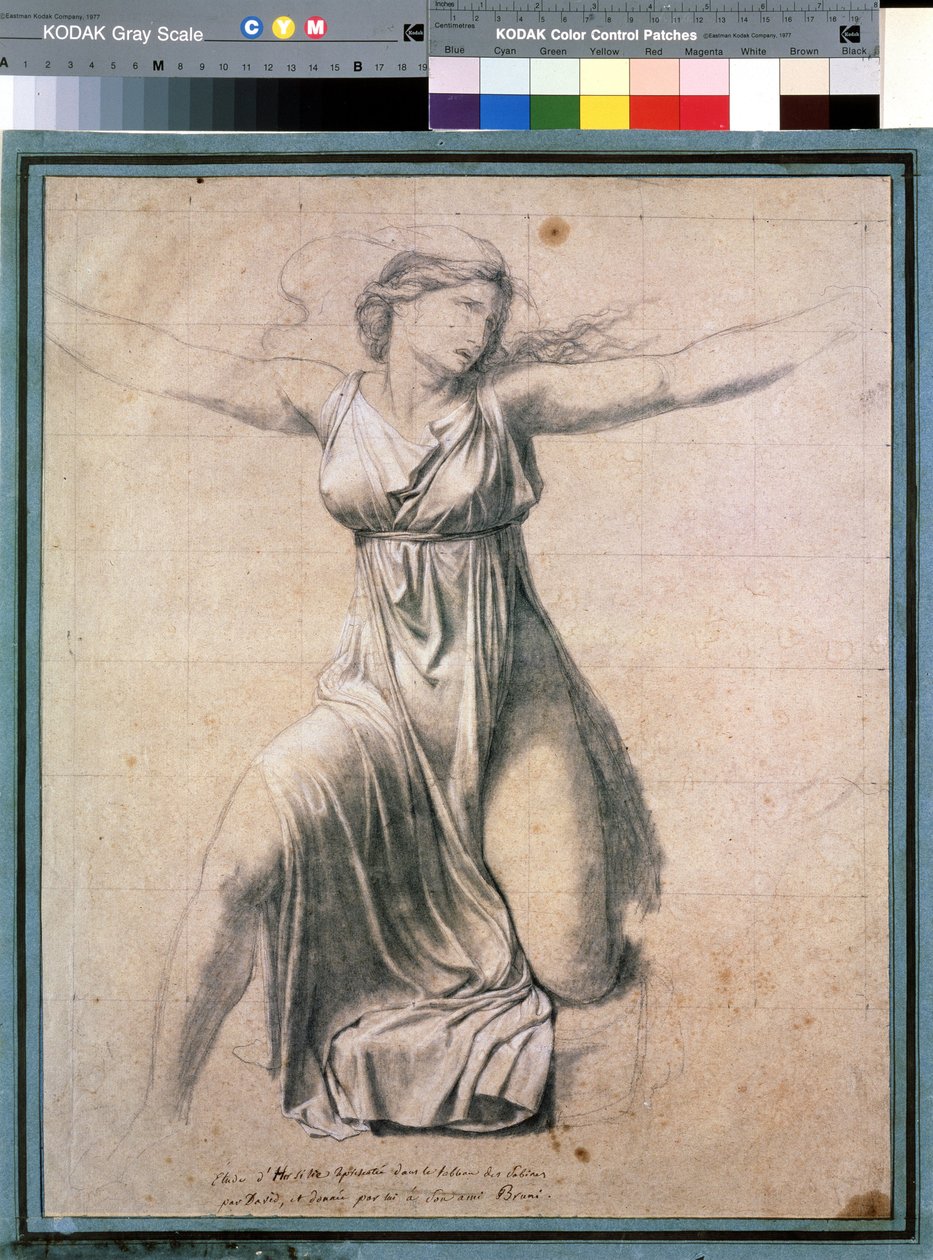 Hersilia (Hersilie)"": az egyik szabin ábrázolása, aki beavatkozik Romulus és Tatius, a szabinok királya közé. Tanulmány a "Les sabines" festményhez Jacques Louis David rajza (1748-1825) 1795-1798 Moszkva. Puskin Szépművészeti Múzeum alkotó: Jacques Louis David