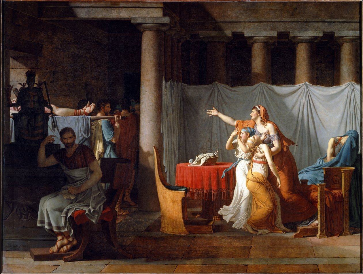 Lictorok, akik Brutusnak hordozzák fiainak testét - olaj, vászon alkotó: Jacques Louis David