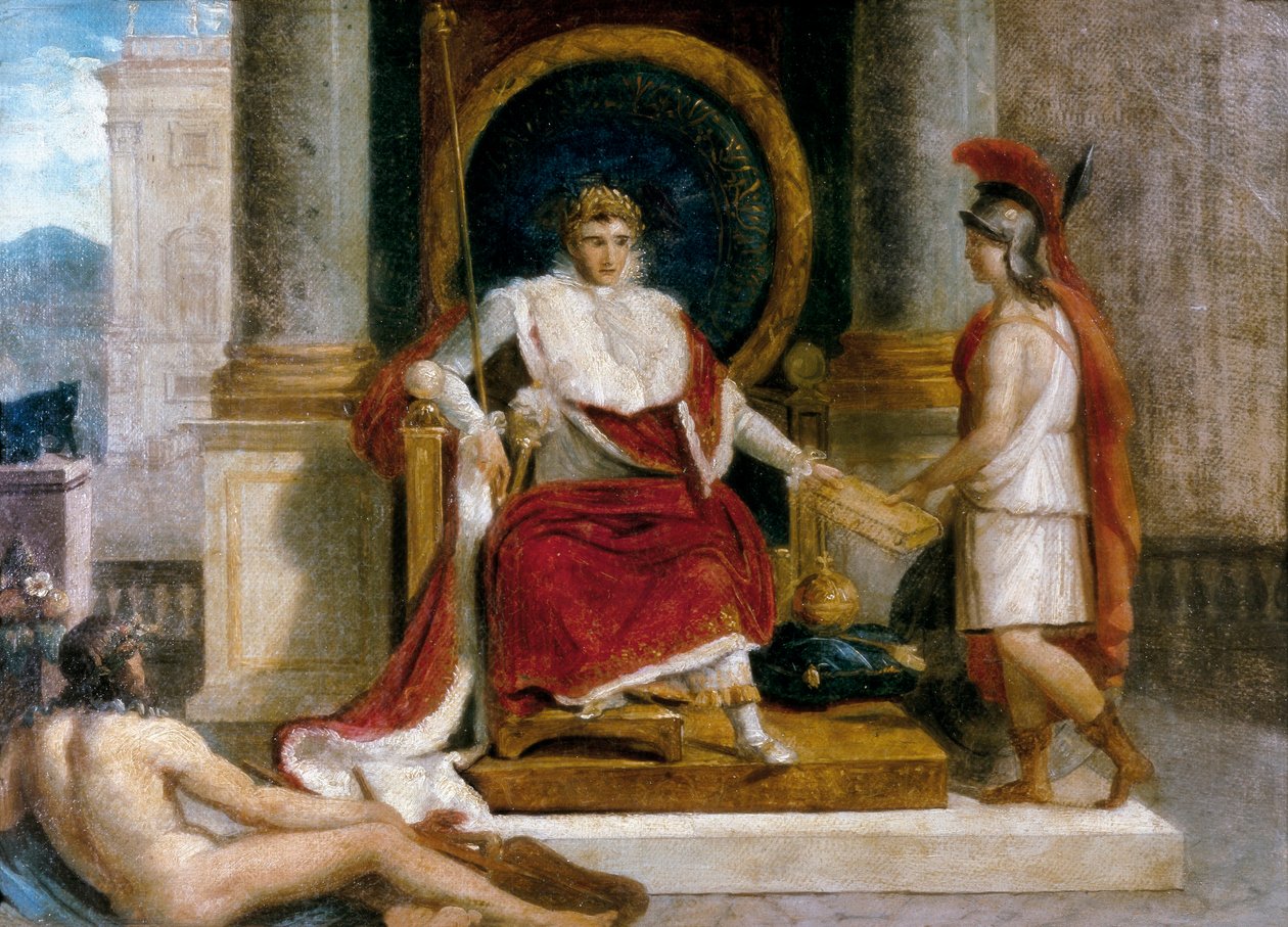 I. Bonaparte Napóleon francia császár (1769-1821) 1806-ban vezette be Rómában a törvénykönyvet (festmény) alkotó: Jacques Louis David