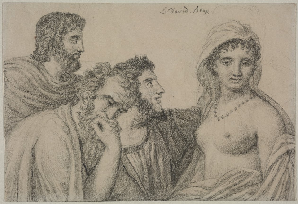 Phryné a bírák előtt, 1816-1820 körül (fekete kréta, vászonpapír) alkotó: Jacques Louis David