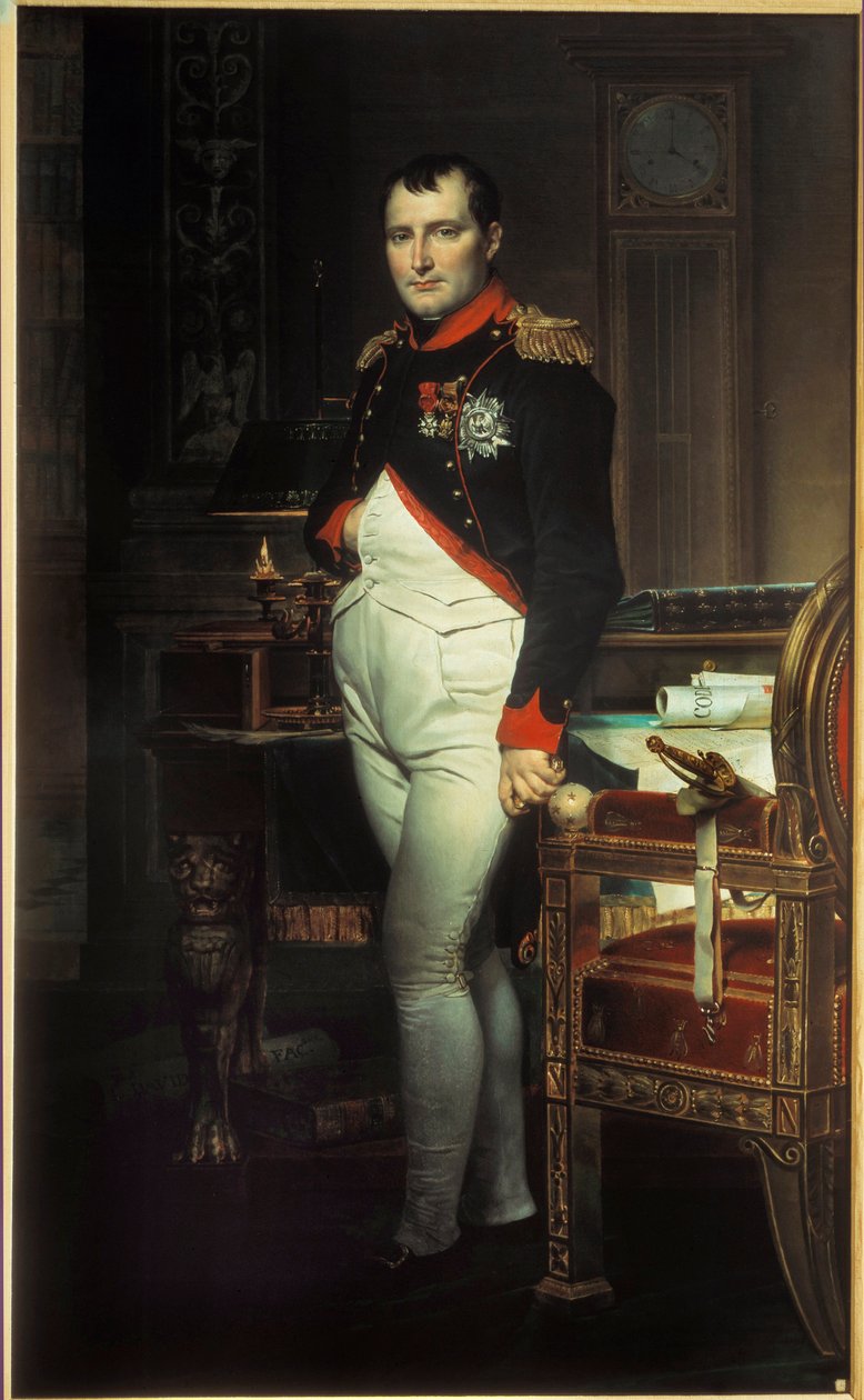 I. Napóleon (1769-1821) egészalakos portréja a Tuileries-i dolgozószobában. Jacques Louis David festménye (1748-1825) 1812 Magángyűjtemény. alkotó: Jacques Louis David