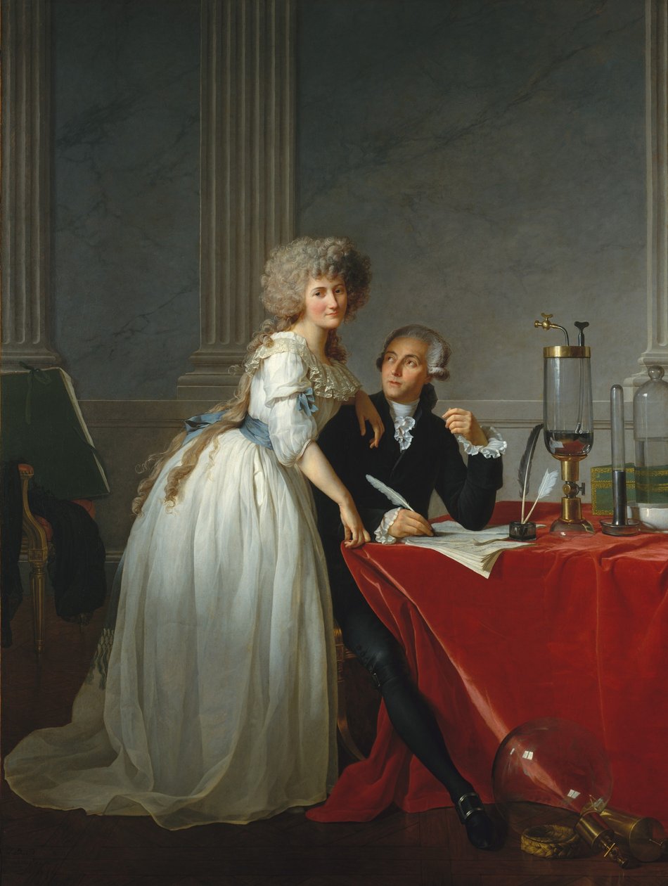 Antoine Laurent Lavoisier francia kémikus portréja feleségével alkotó: Jacques Louis David