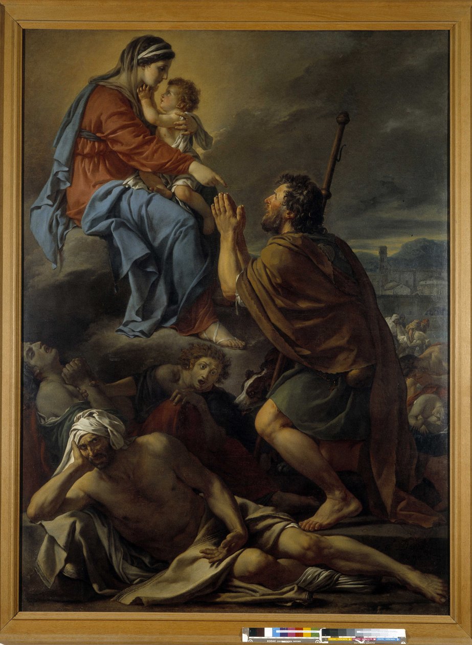Szent Rókus imádkozik a Szűzanyához a pestisjárvány megszűnéséért alkotó: Jacques Louis David