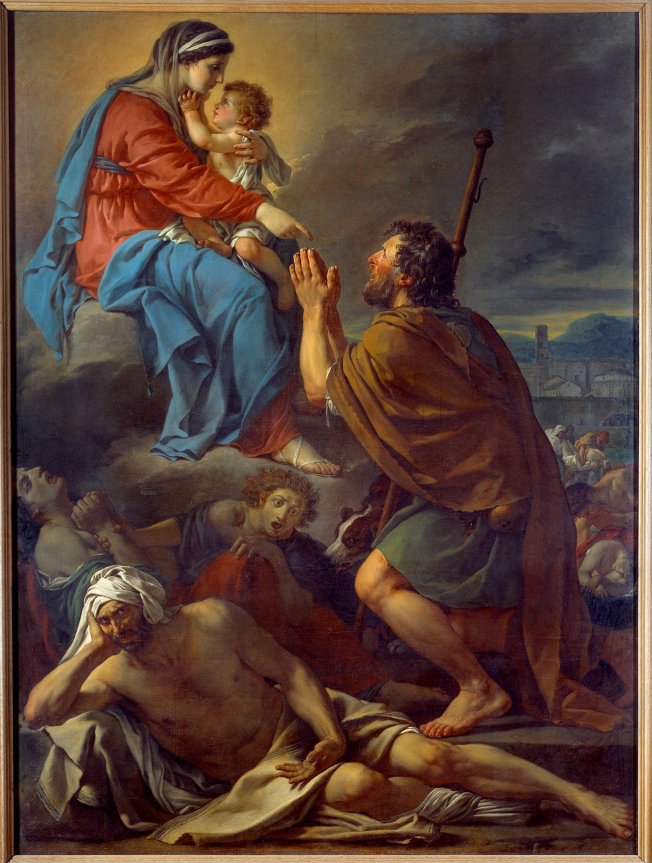 Szent Rókus imádkozik a Szűzanyához a pestisjárvány megszűnéséért. Jacques Louis David (1748-1825) festménye alkotó: Jacques Louis David