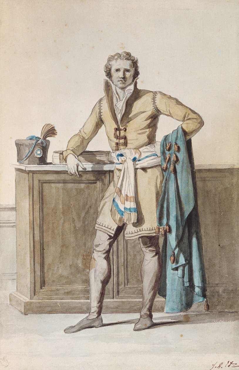 A francia polgár (toll, tinta és akvarell papíron) alkotó: Jacques Louis David