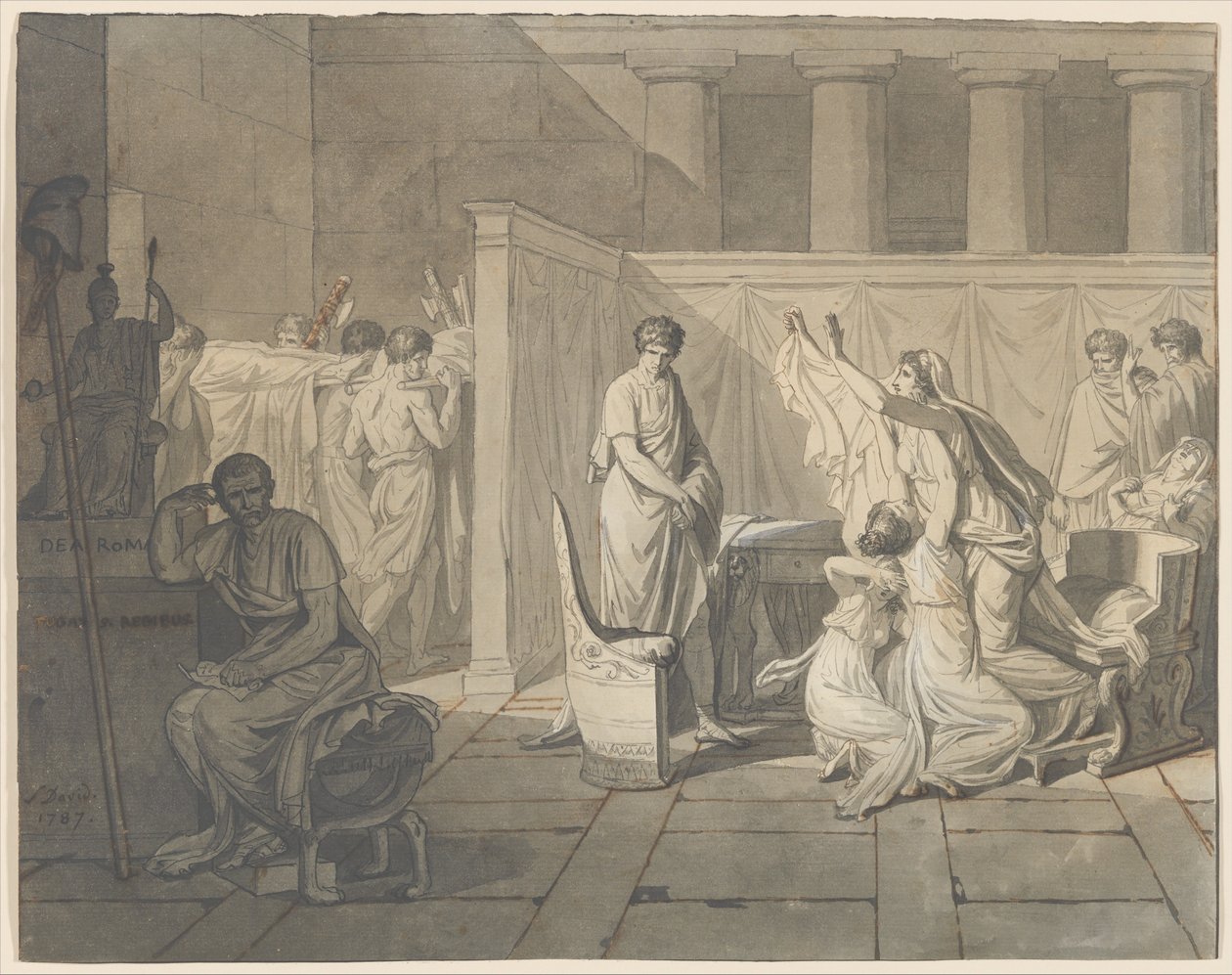 A lictorok Brutushoz hozzák fiai holttestét alkotó: Jacques Louis David