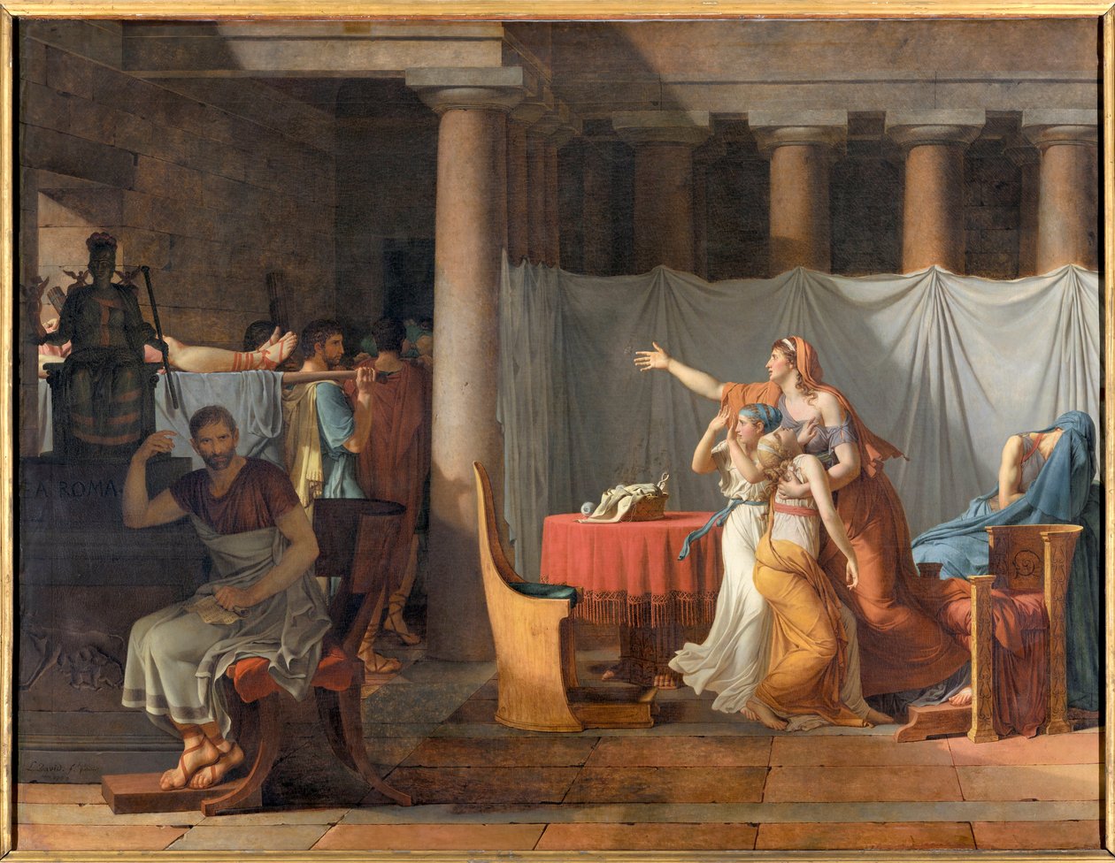 A Lictorok jelentik Lucius Junius Brutusnak (Kr. e. 6. század) fiai, Lictorok holttestét, és Brutusnak fiainak testét hordozzák alkotó: Jacques Louis David