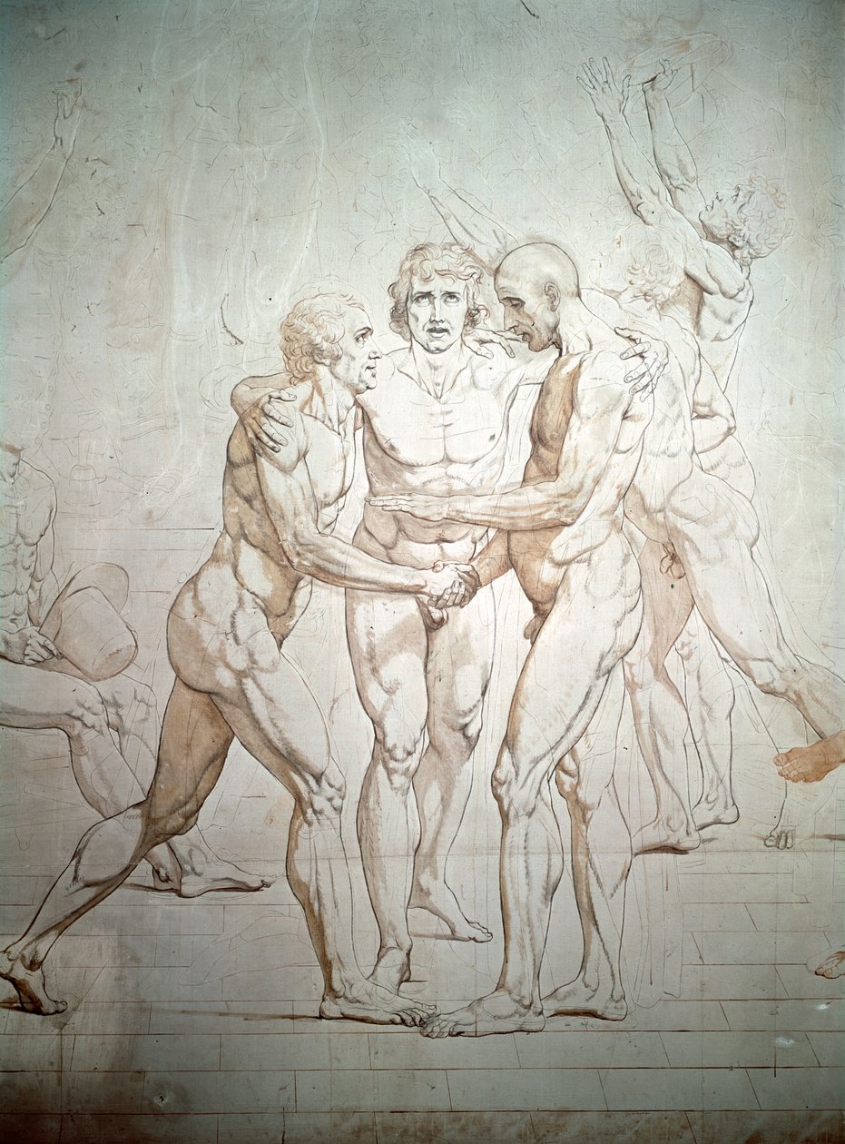 A teniszpálya esküje befejezetlen, részlet, 1791-1792 alkotó: Jacques Louis David