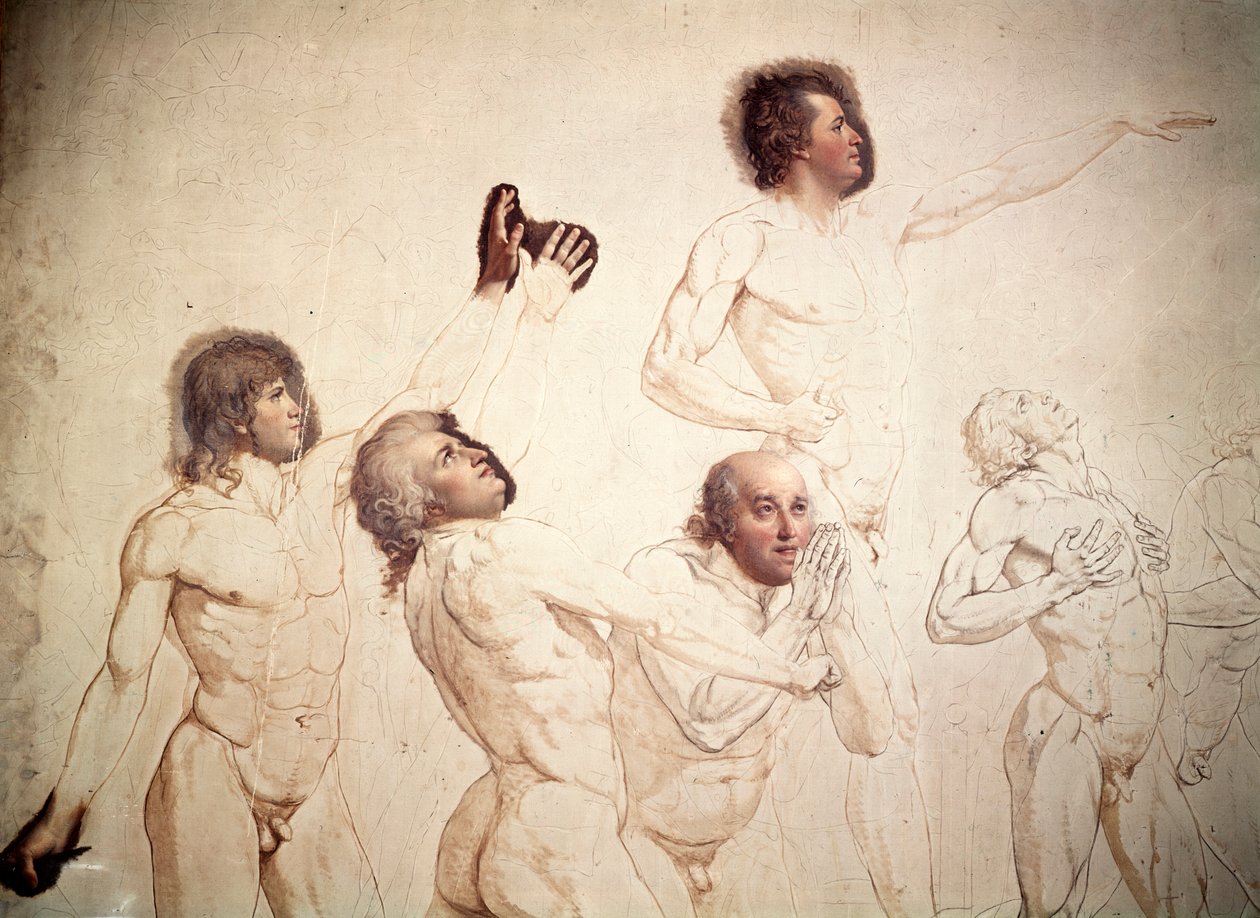 A teniszpálya esküje befejezetlen, részlet, 1791-1792 alkotó: Jacques Louis David