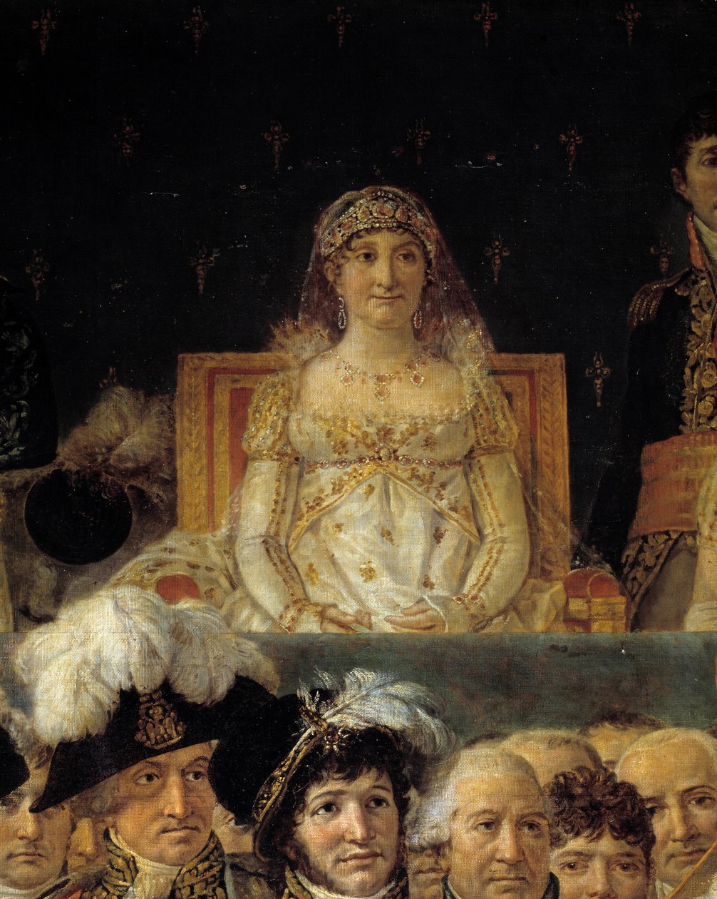 Napóleon rítusa. Laetitia Bonaparte (Letizia Maria Ramolino) (1750-1836) részlete, I. Napóleon édesanyja I. Napóleon Bonaparte császár szentsége idején és Josephine császári koronázása a Notre-Dame de Parisban 1804. december 2-án. alkotó: Jacques Louis David