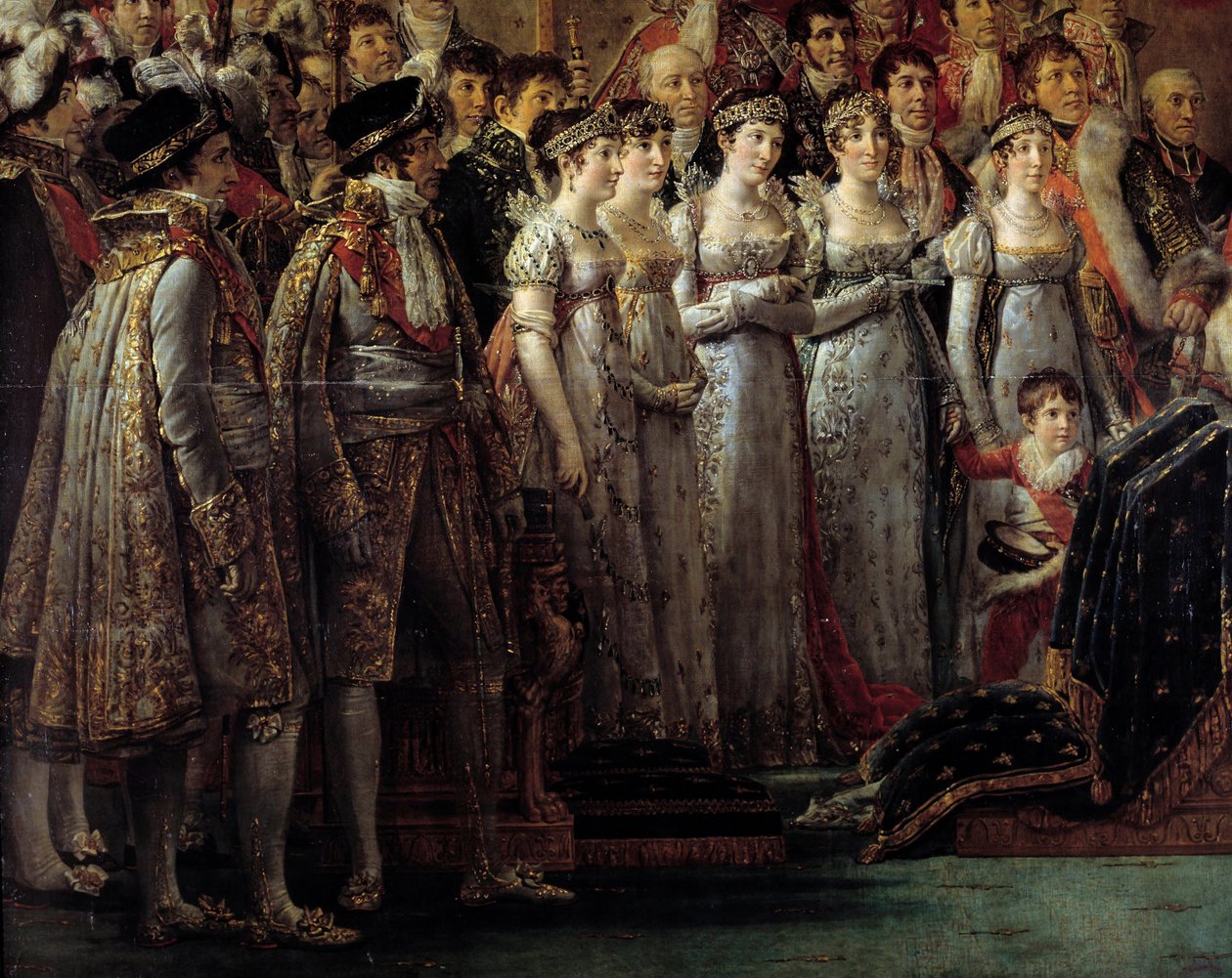 Napóleon rítusa. Részlet, amely a császár fivéreit és nővéreit ábrázolja I. Bonaparte Napóleon császár megszentelődése és Josephine Imperatrice koronázása idején a Notre-Dame de Paris-ban december 2-án alkotó: Jacques Louis David