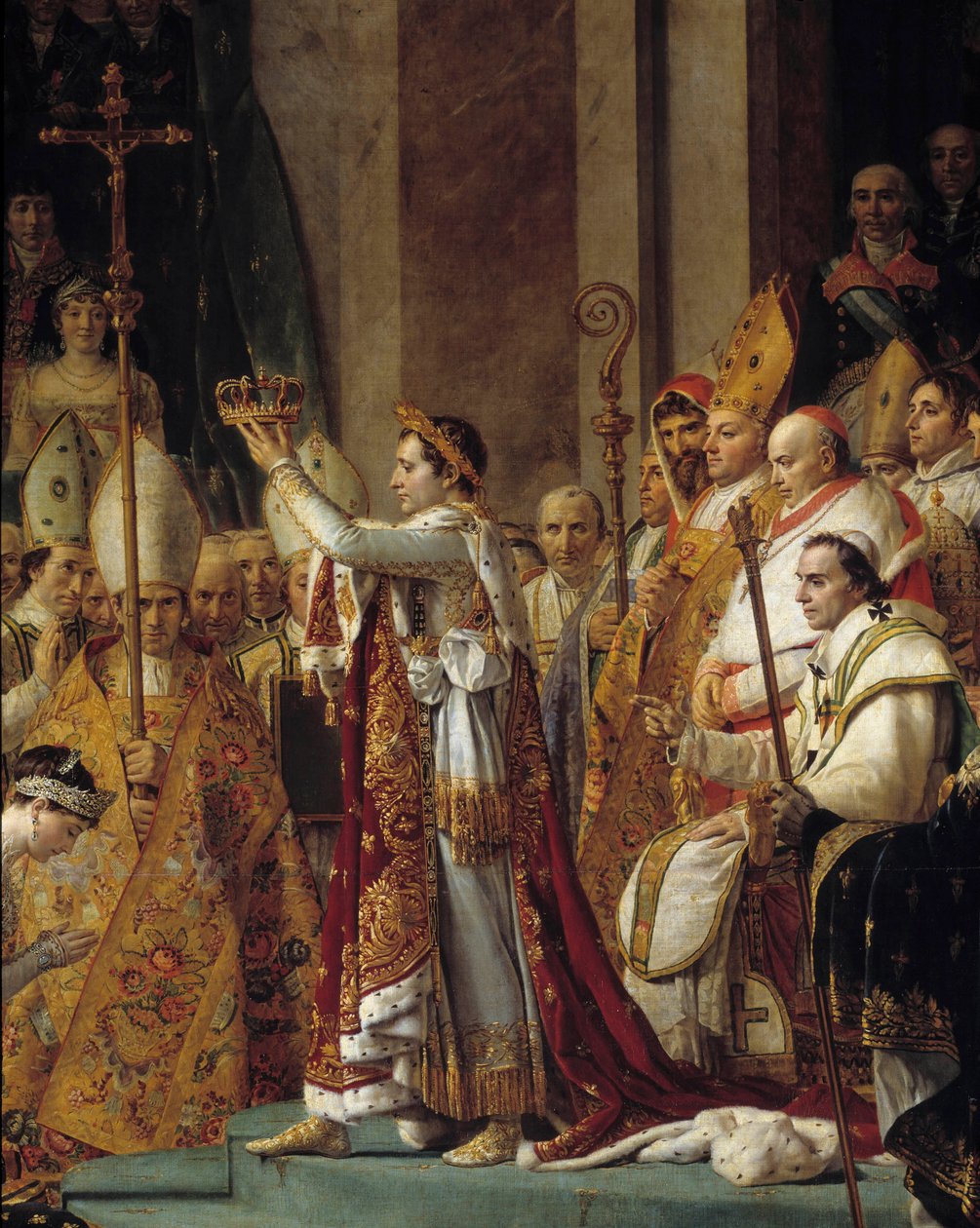 Napóleon rítusa. Részlet Napóleon koronájáról I. Bonaparte Napóleon császár szentsége és Josephine Imperatrice koronázása idején a Notre-Dame de Paris-ban december 2-án alkotó: Jacques Louis David