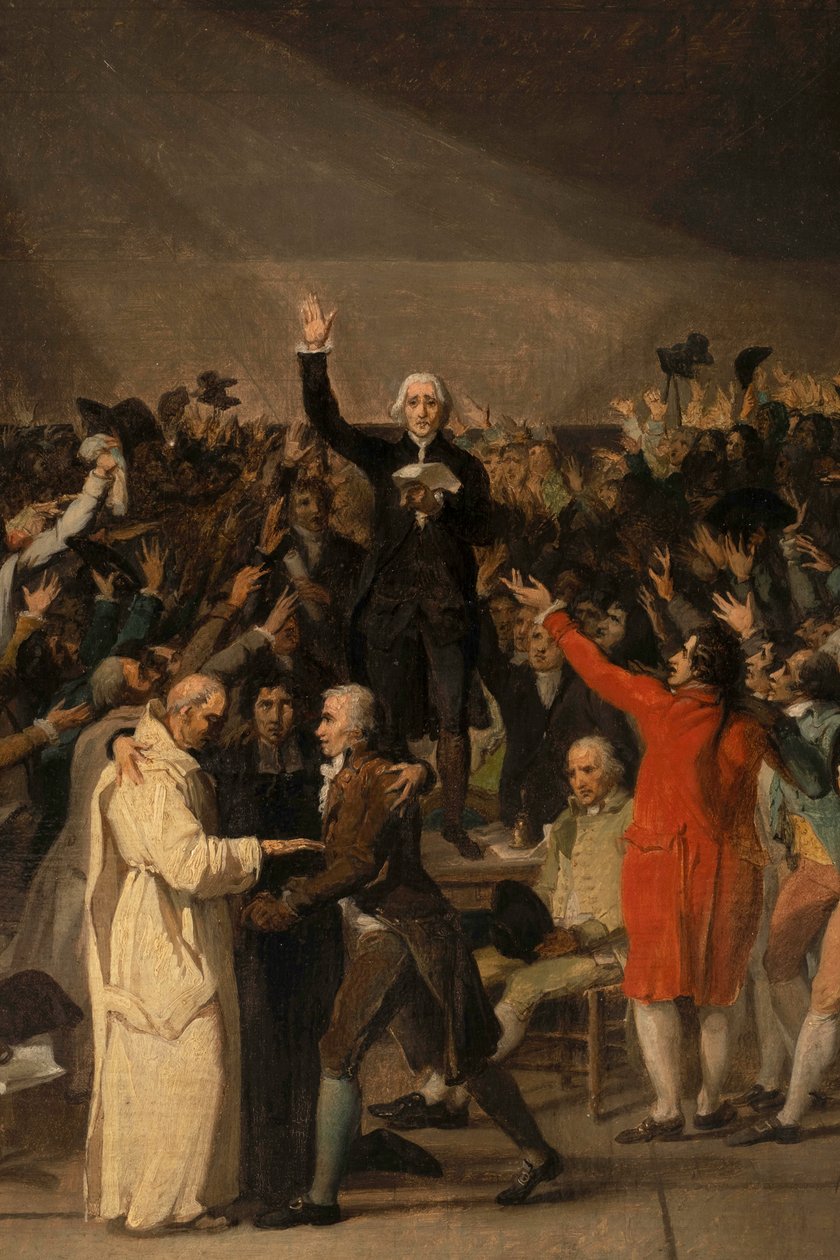 A teniszpálya esküje, 1789. június 20., részlet alkotó: Jacques Louis David