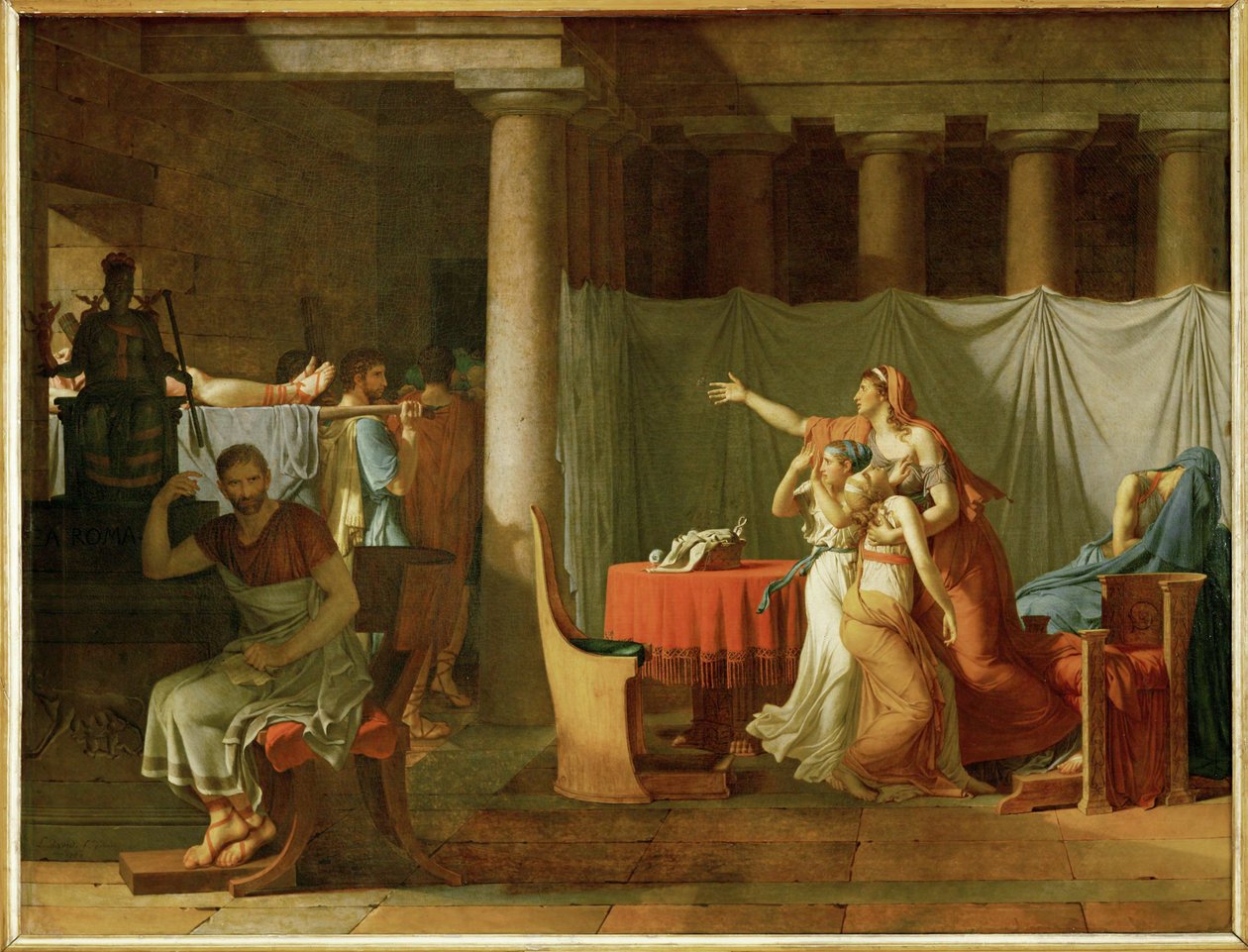 A lictorok elhozzák Brutusnak halott fiai holttestét ... alkotó: Jacques Louis David
