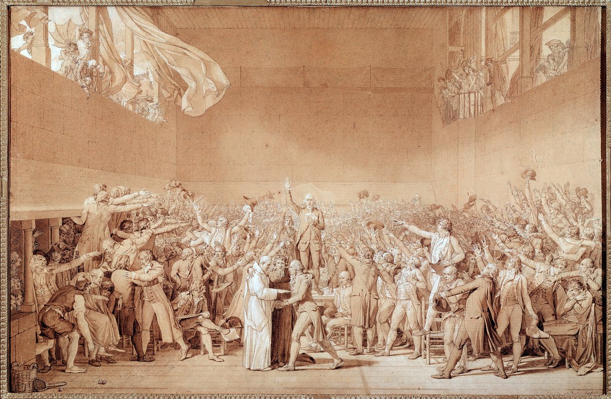 A teniszpálya esküje (előkészítő rajz alkotó: Jacques Louis David