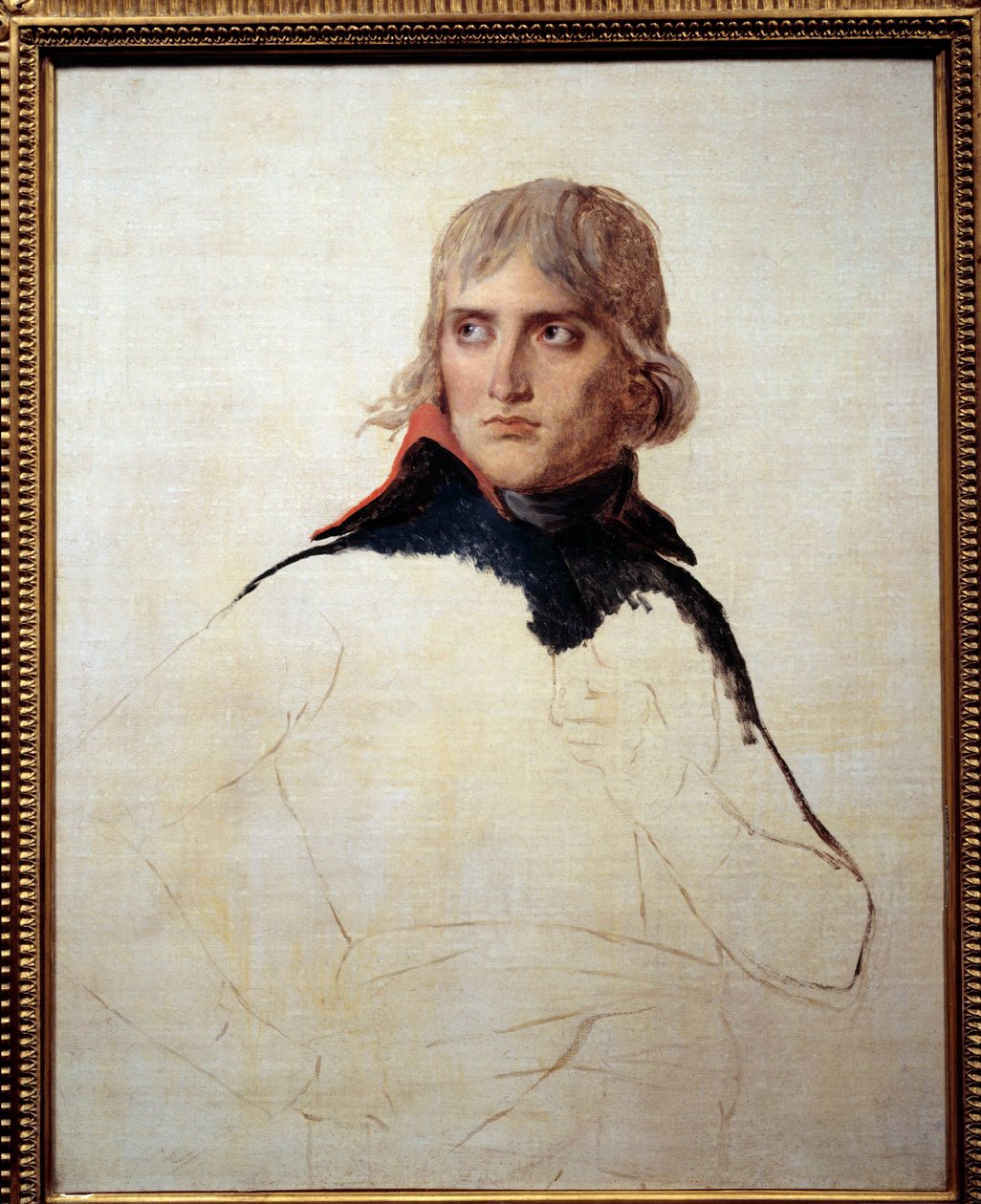 Bonaparte Napóleon (1769-1821) befejezetlen portréja Louis David (1748-1825) általános festészetében 1798 körül. Dim. 0,81x0,65 m. alkotó: Jacques Louis David