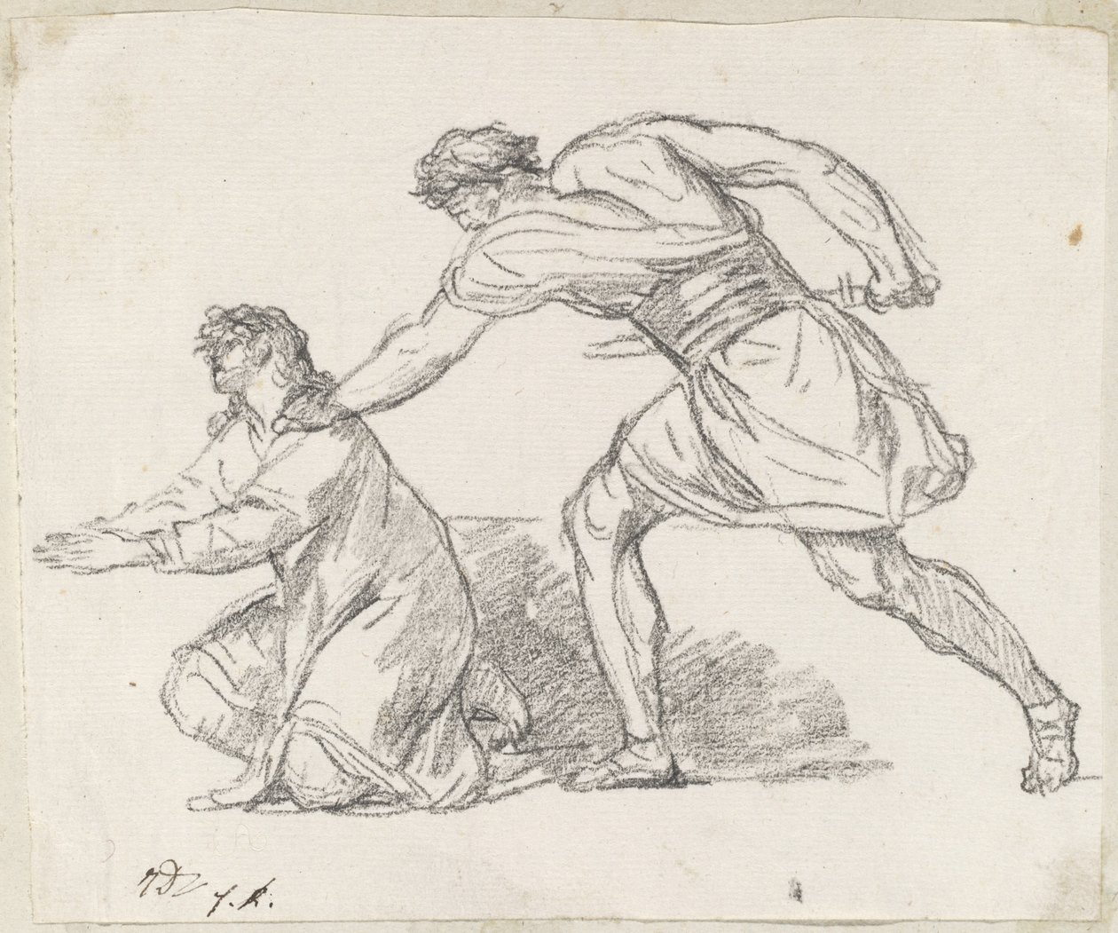 Harcos megragad egy térdelő figurát alkotó: Jacques Louis David