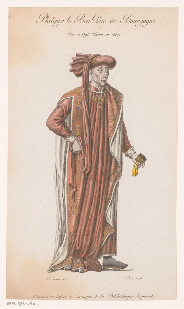 Jó Fülöp portréja Philippe le Bon Duc de Bourgogne (cím a tárgyon) alkotó: Jacques Louis Perée