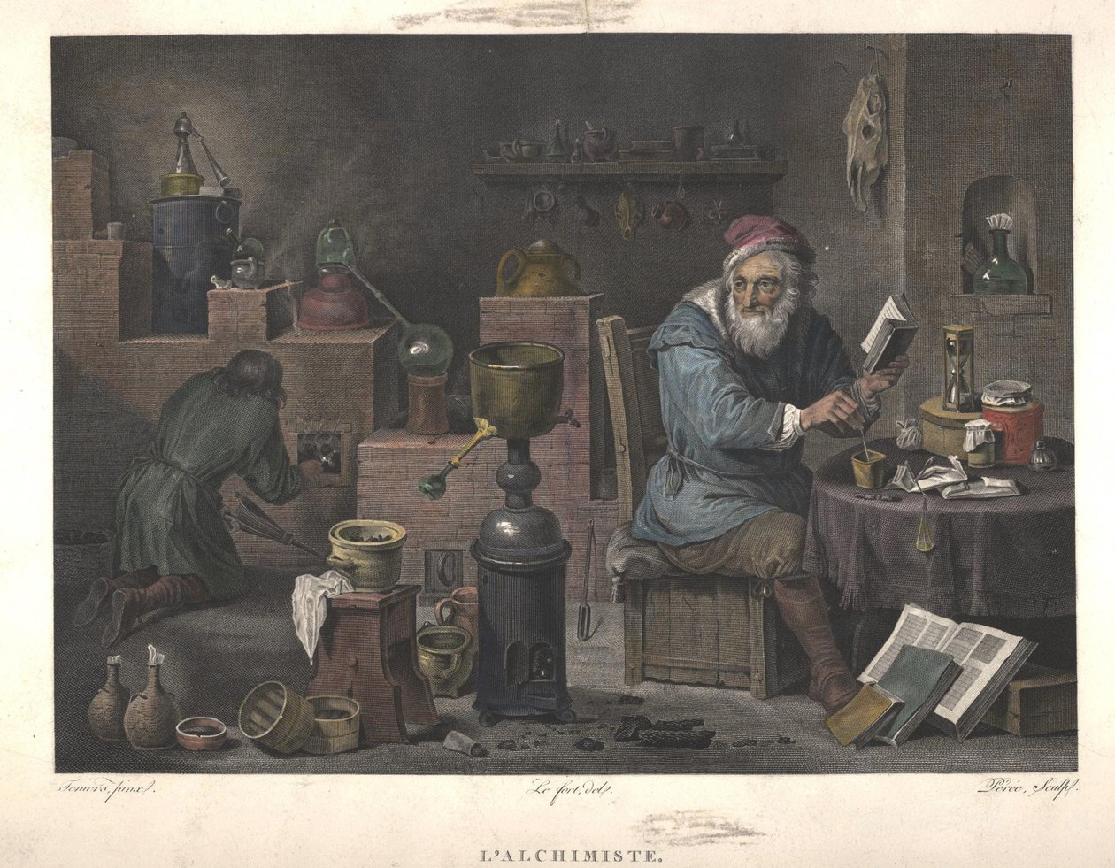 Az alkimista David Teniers festménye után, 18. század vége. alkotó: Jacques Louis Perée