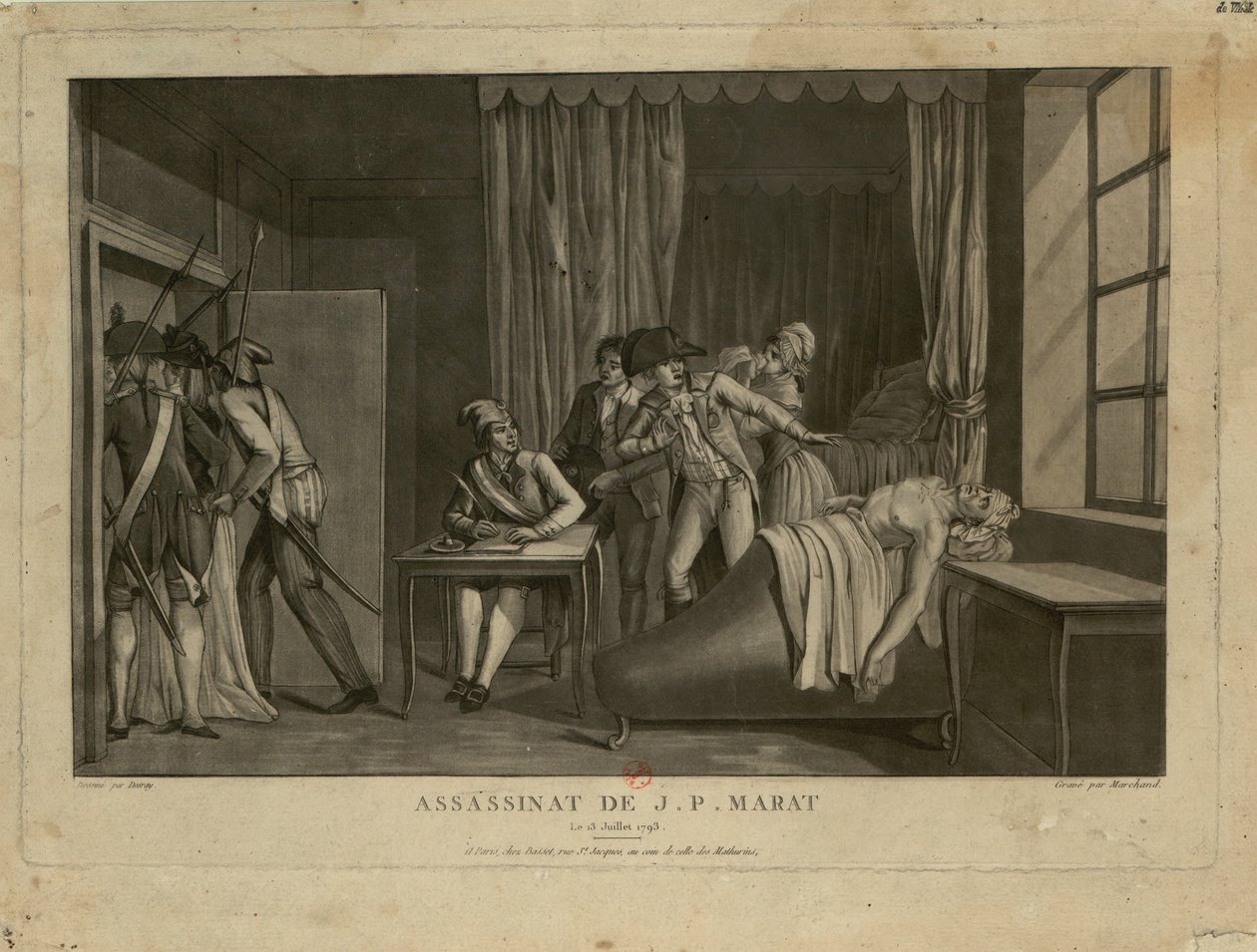 Jean-Paul Marat meggyilkolása, 1793. alkotó: Jacques Marchand