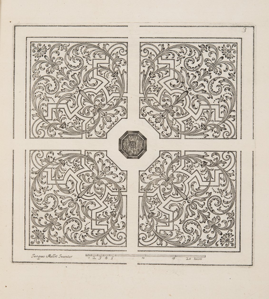 Design for Parterre, Theater des Plans et Jardinages, Pub.1652 (metszet) alkotó: Jacques Mollet