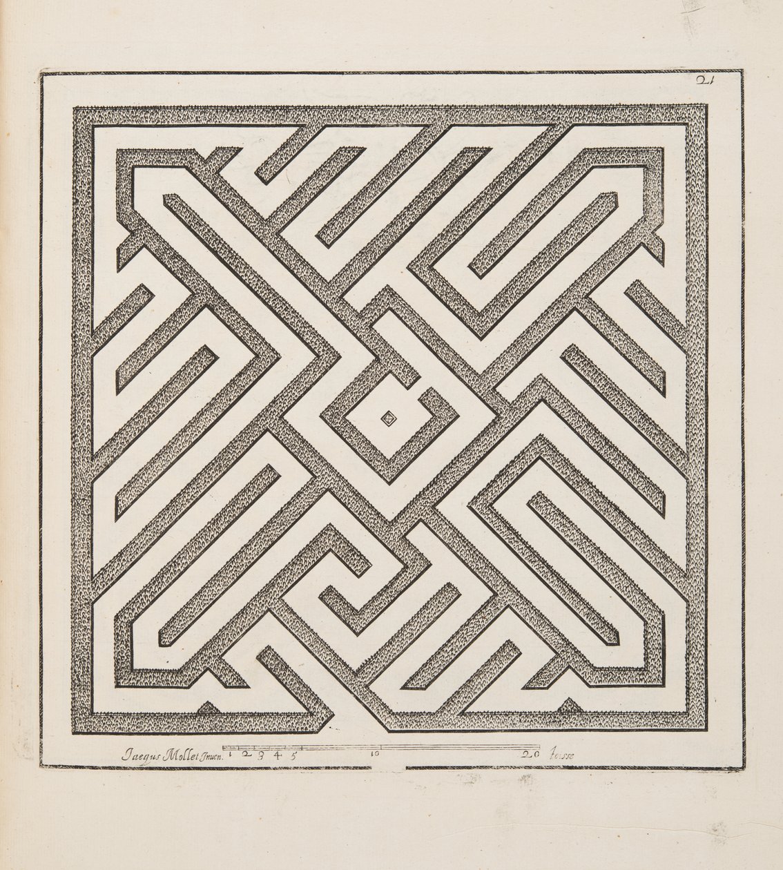 Design for Parterre, Theater des Plans et Jardinages, Pub.1652 (metszet) alkotó: Jacques Mollet