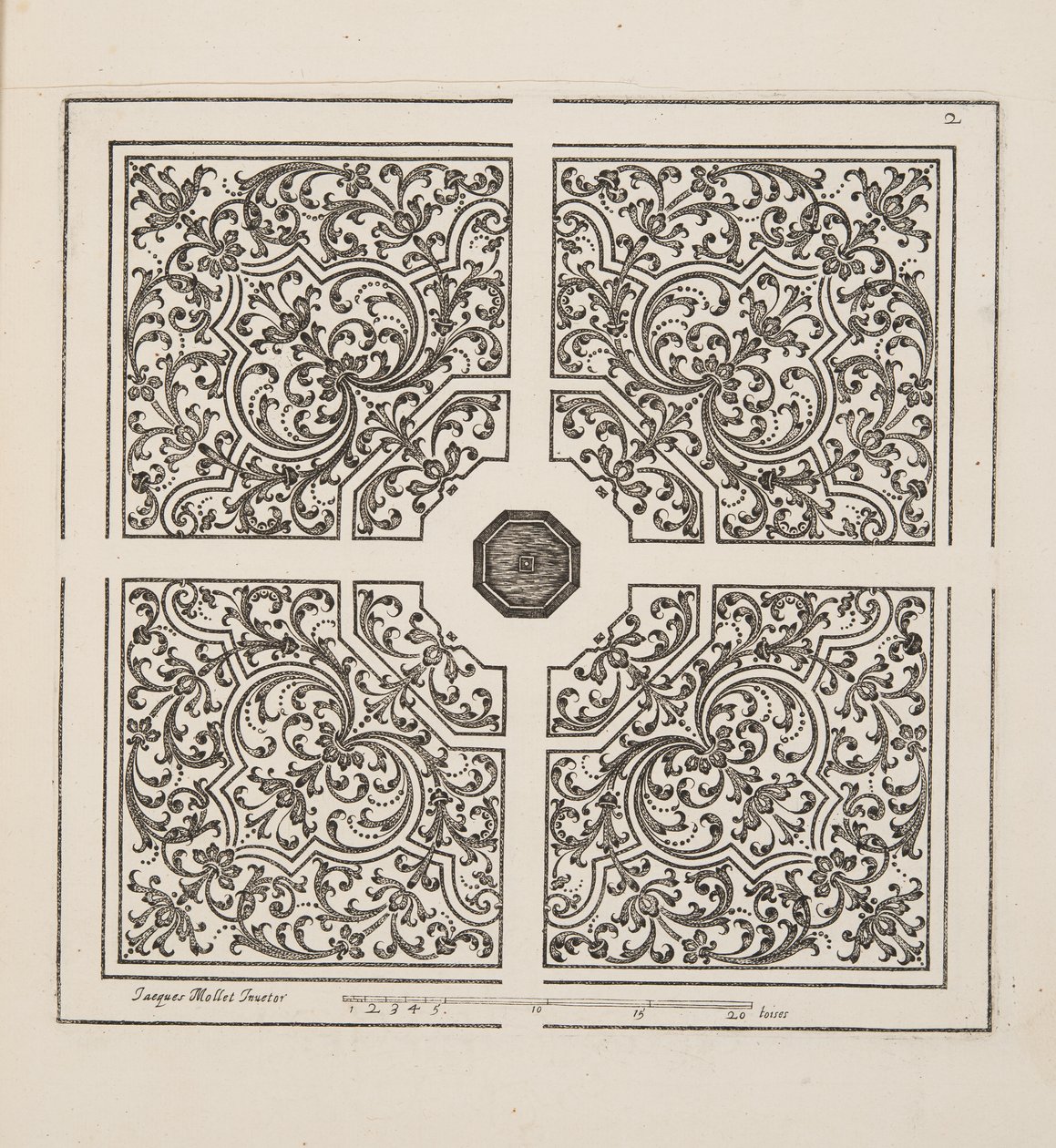 Design for Parterre, Theater des Plans et Jardinages, Pub.1652 (metszet) alkotó: Jacques Mollet