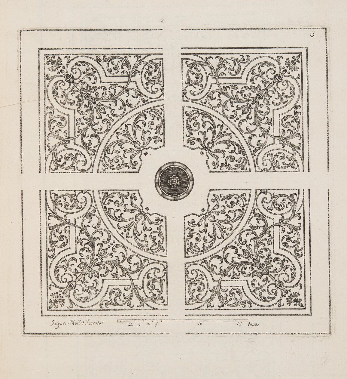 Design for Parterre, Theater des Plans et Jardinages, Pub.1652 (metszet) alkotó: Jacques Mollet