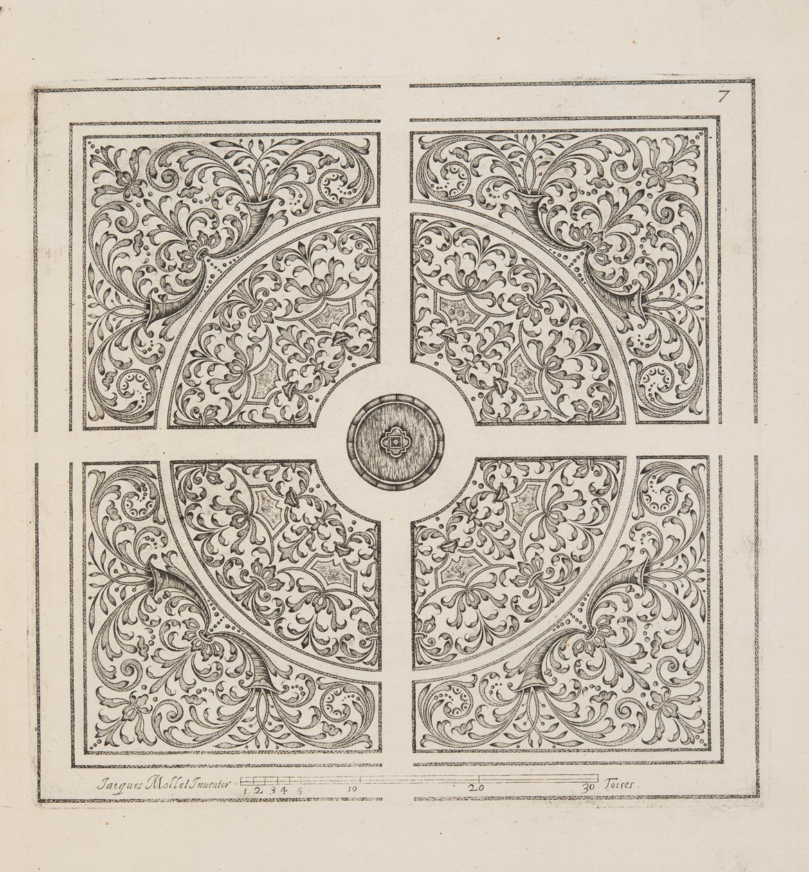 Design for Parterre, Theater des Plans et Jardinages, Pub.1652 (metszet) alkotó: Jacques Mollet