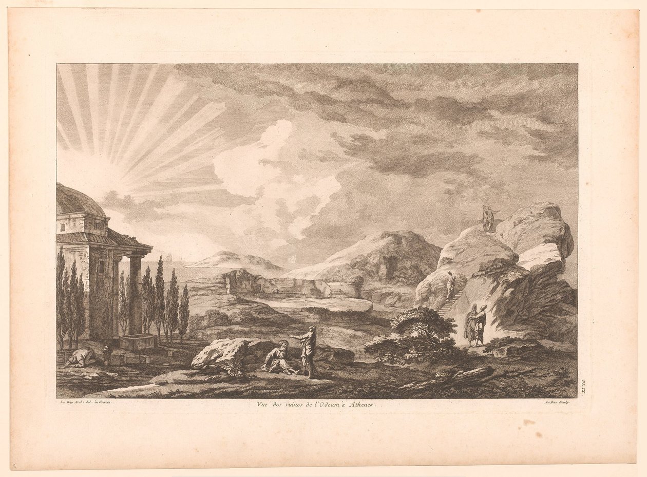 Kilátás egy athéni romra, esetleg a Dionüszosz Színházra Vue des ruines de l