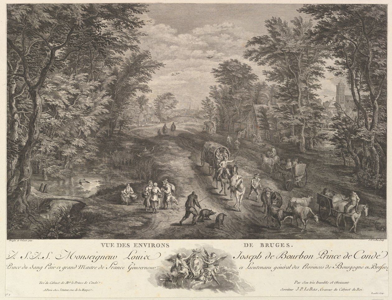 Kilátás Bruges környékére Vue des environs de Bruges. alkotó: Jacques Philippe Le Bas