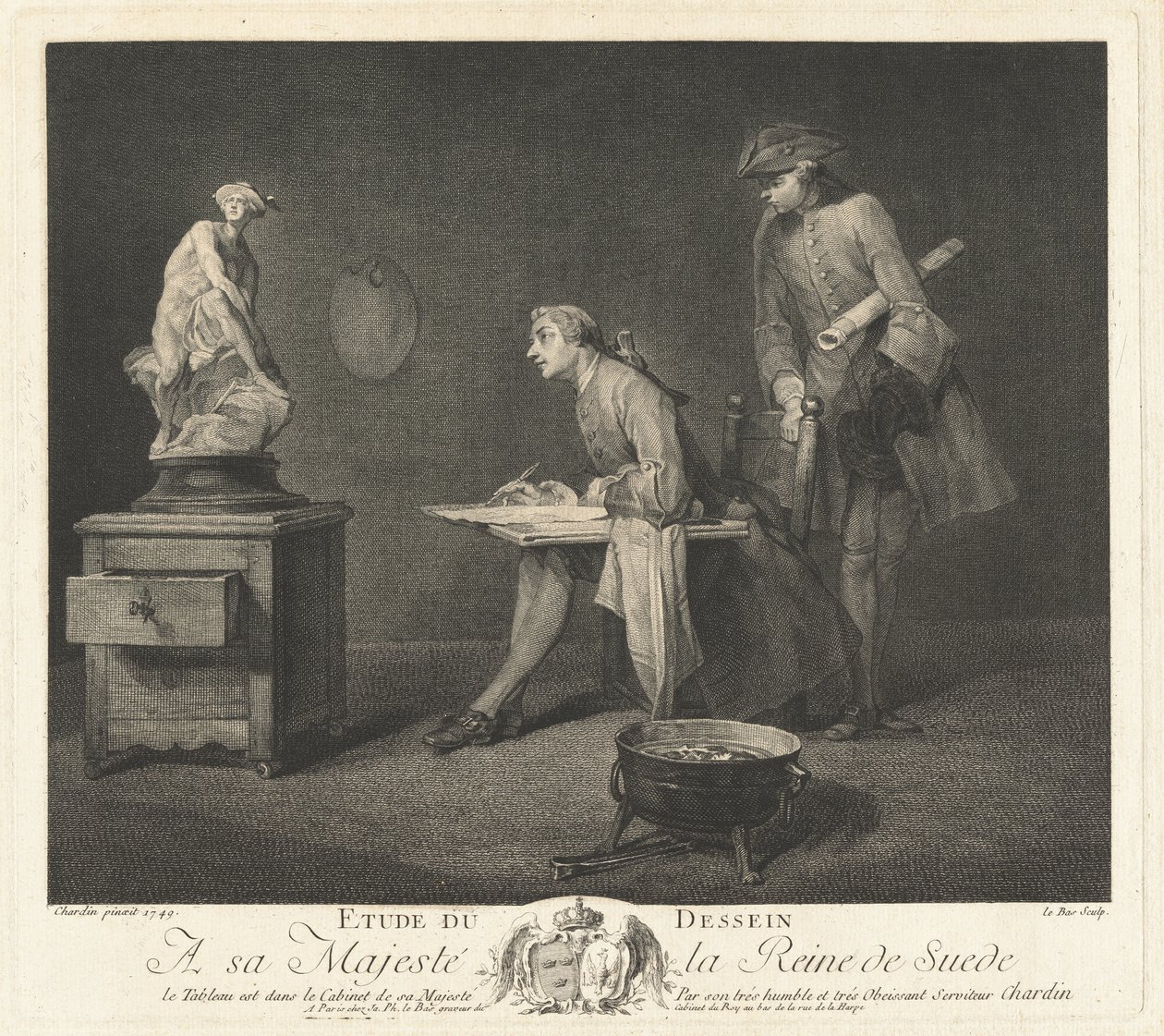 Rajztanulmány (The Drawing Lesson) alkotó: Jacques Philippe Le Bas after Jean Siméon Chardin