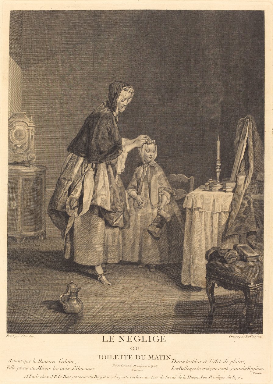 A hanyagság, vagy a reggeli WC alkotó: Jacques Philippe Le Bas after Jean Siméon Chardin