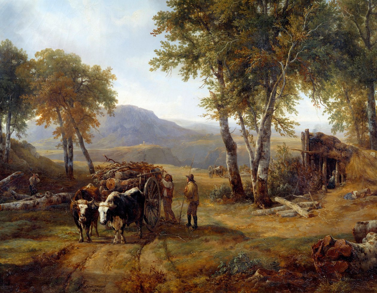 A fakitermelők a Részlet Erdőben. Raymond Brascassat (1804-1867) festménye 1832 Nantes, Musee des Beaux Arts alkotó: Jacques Raymond Brascassat